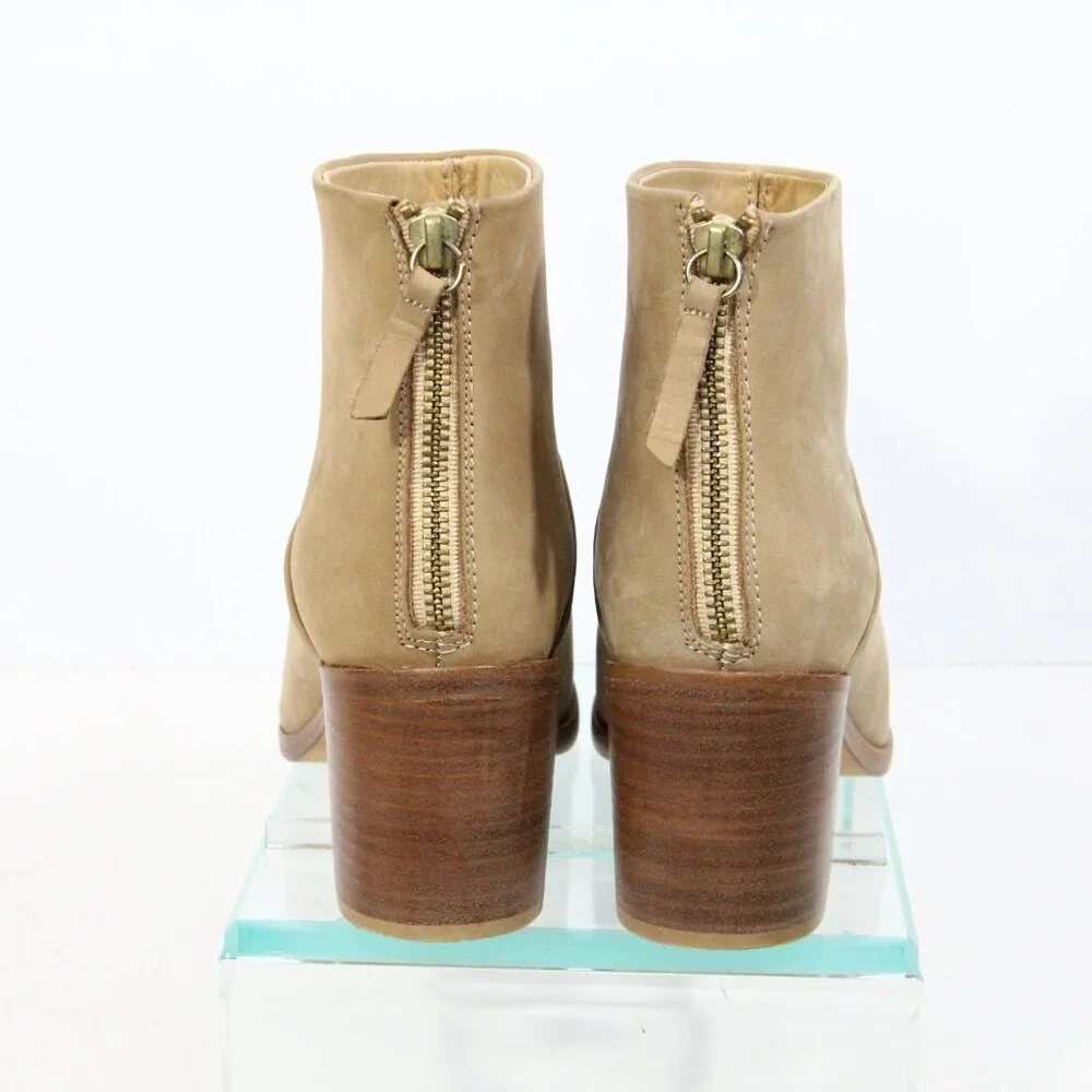 Nisolo Boots sz 7.5 Women Leather Ankle Bootie Stacked Heel zipper dari